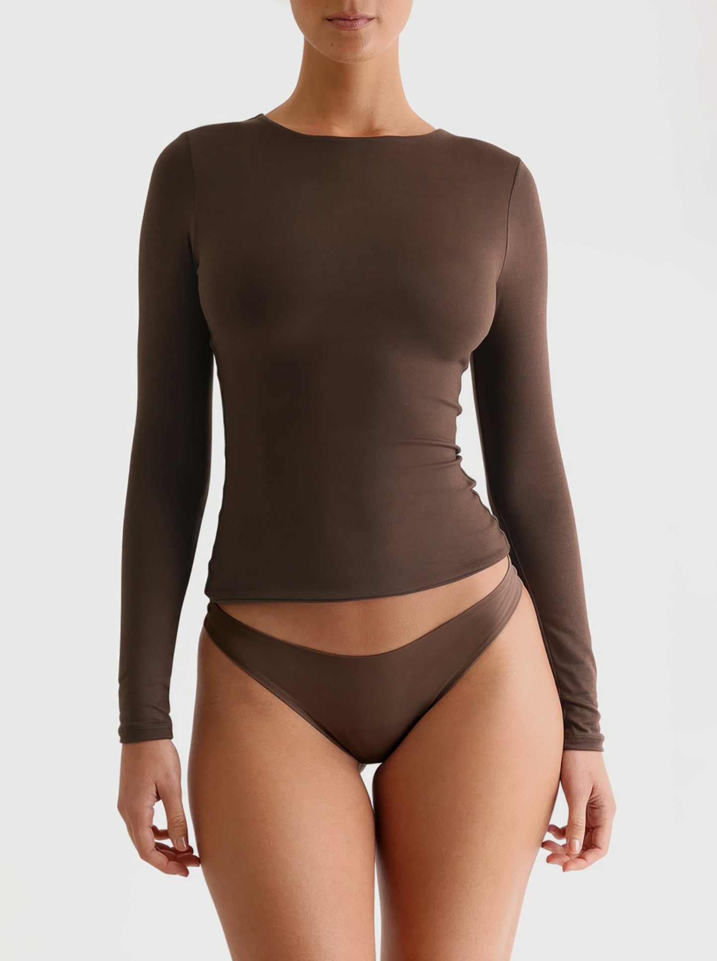 Crop top ajustado de manga larga