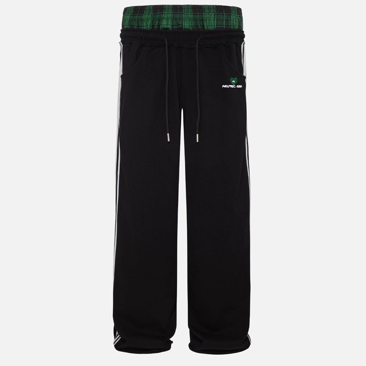 Pantalón ancho relajado con cintura contrastada