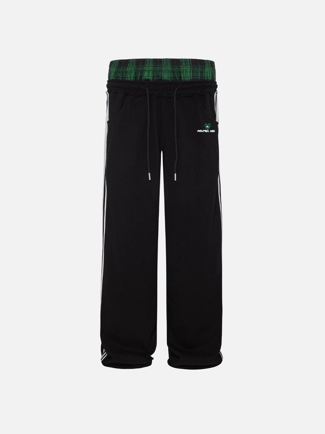Pantalón ancho relajado con cintura contrastada