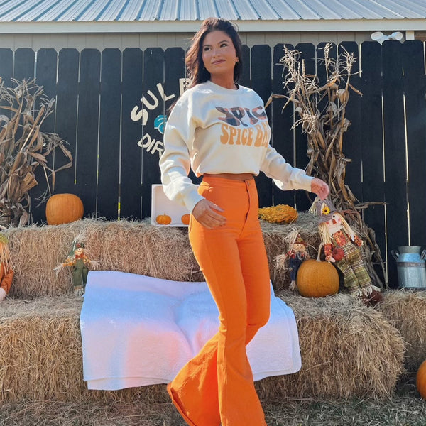 Pantalón flare acanalado de cintura alta