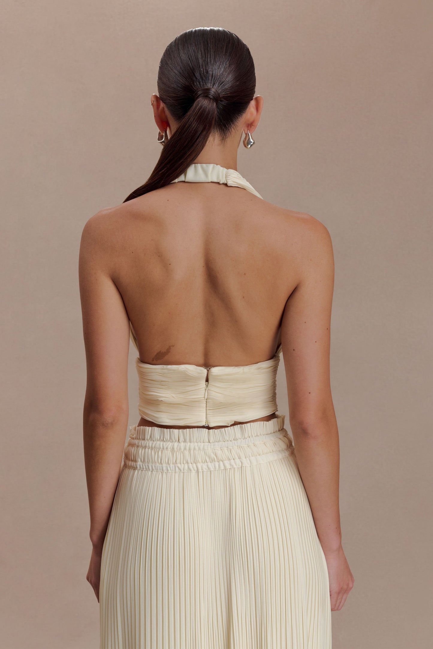 Top halter plisado sin mangas - Limón