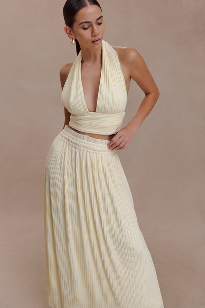 Top halter plisado sin mangas - Limón