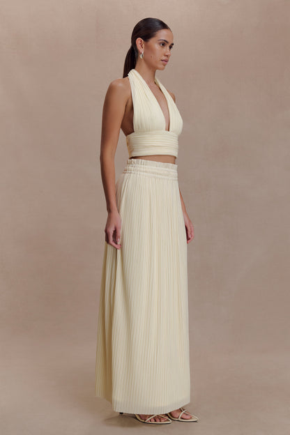 Top halter plisado sin mangas - Limón