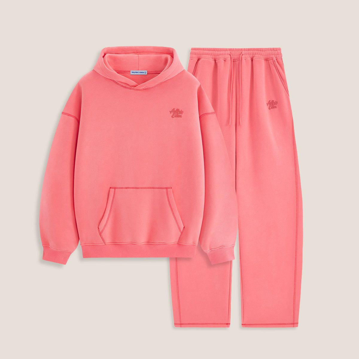Conjunto de sudadera con capucha y pantalón baggy rosa