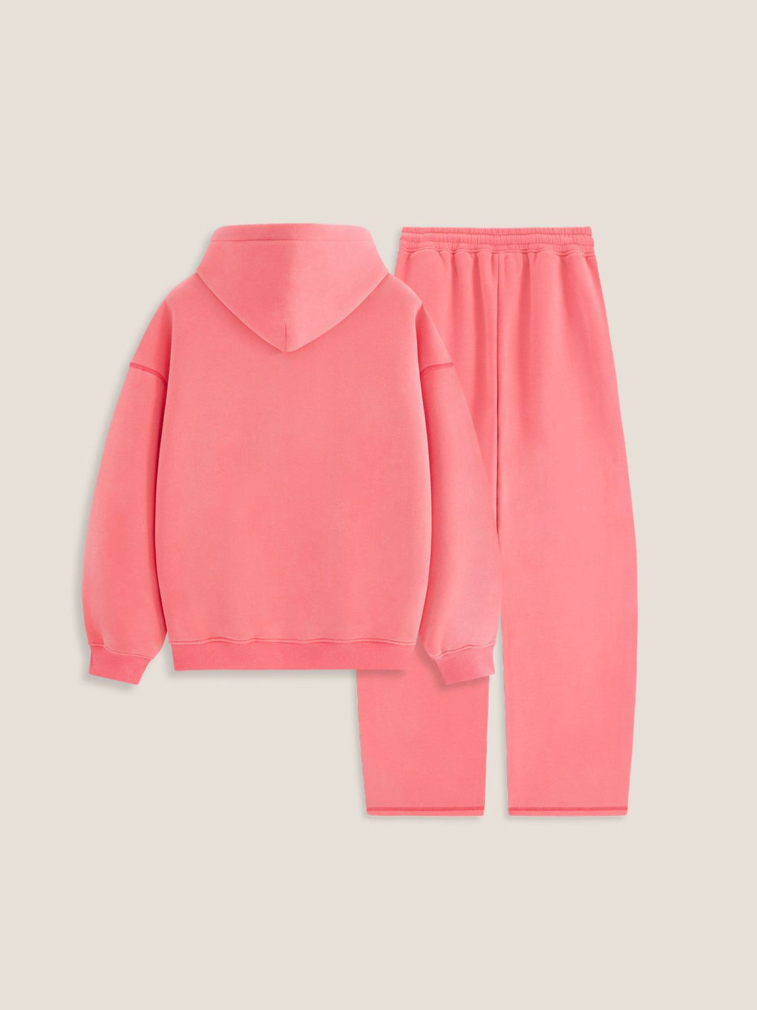 Conjunto de sudadera con capucha y pantalón baggy rosa