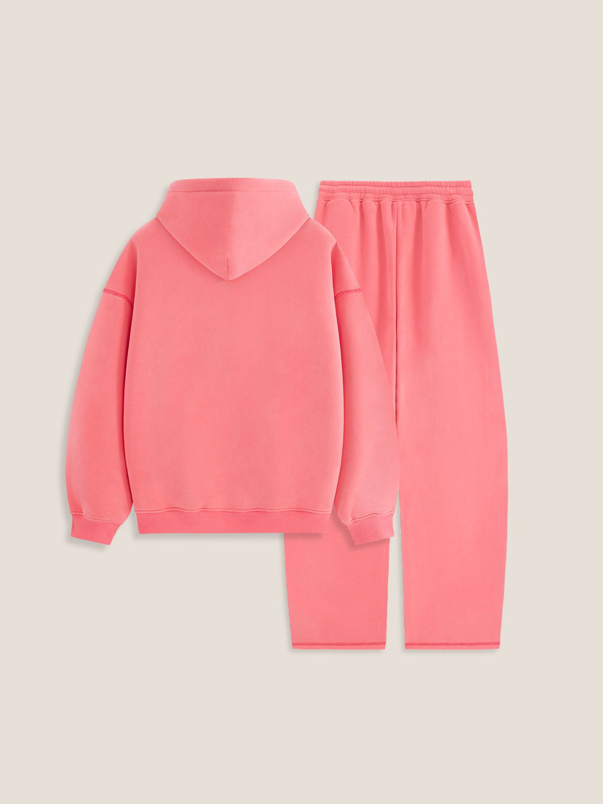 Conjunto de sudadera con capucha y pantalón baggy rosa