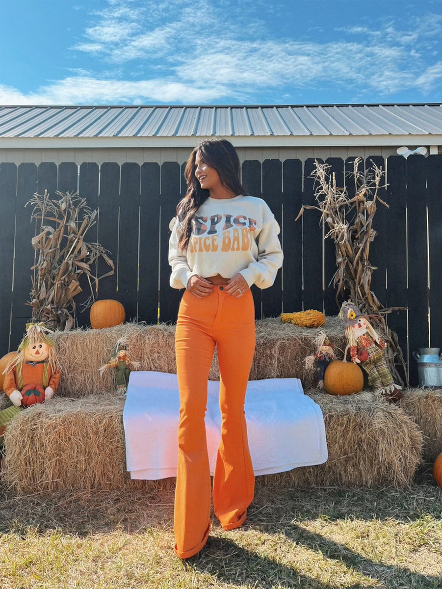 Pantalón flare acanalado de cintura alta