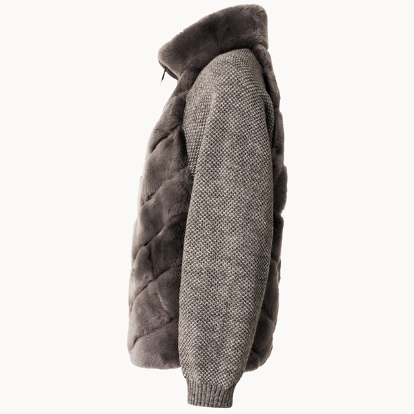 Chaleco híbrido de pelo sintético y punto con cremallera