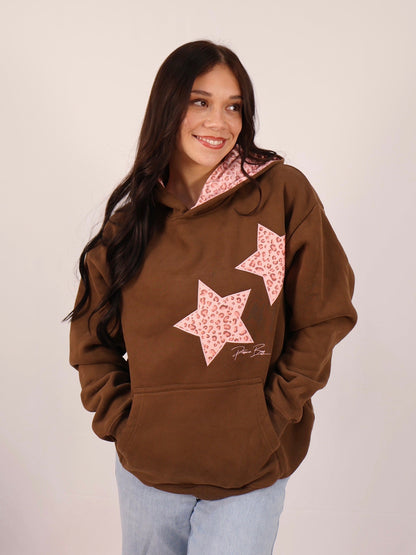 Sudadera con capucha y estrellas animal print