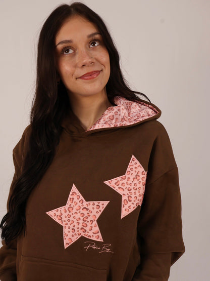 Sudadera con capucha y estrellas animal print