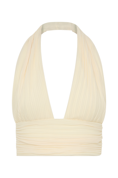 Top halter plisado sin mangas - Limón