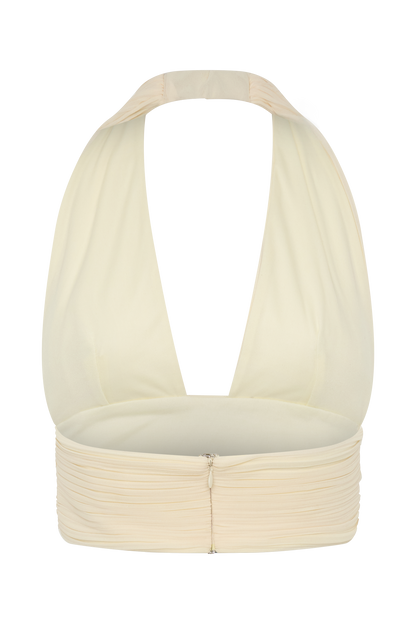 Top halter plisado sin mangas - Limón