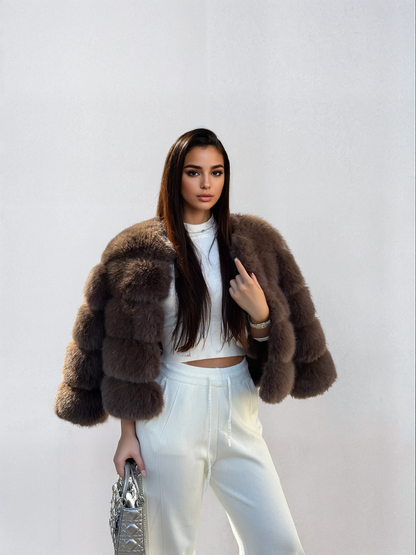 Chaqueta corta de pelo sintético ultra suave