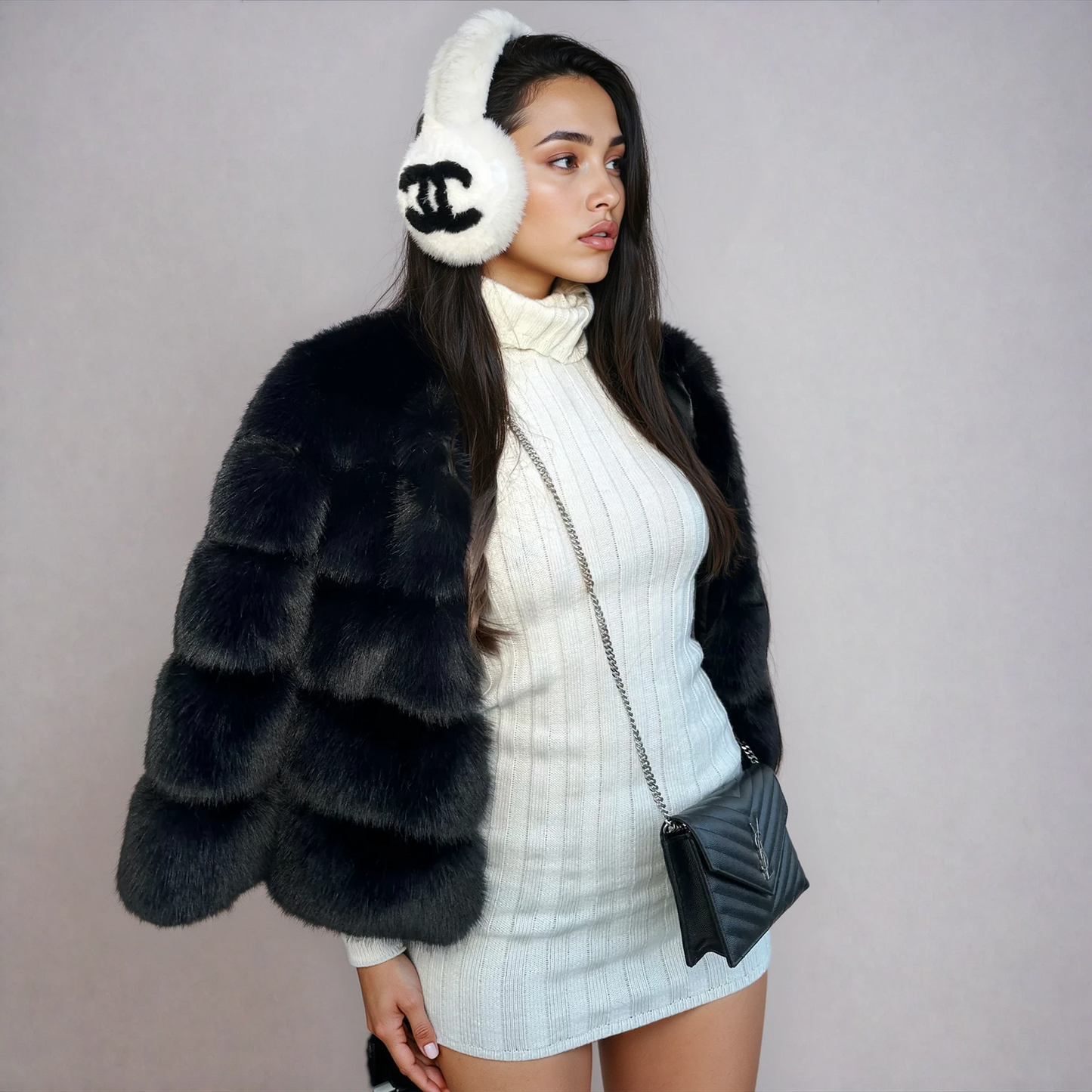 Chaqueta corta de pelo sintético ultra suave