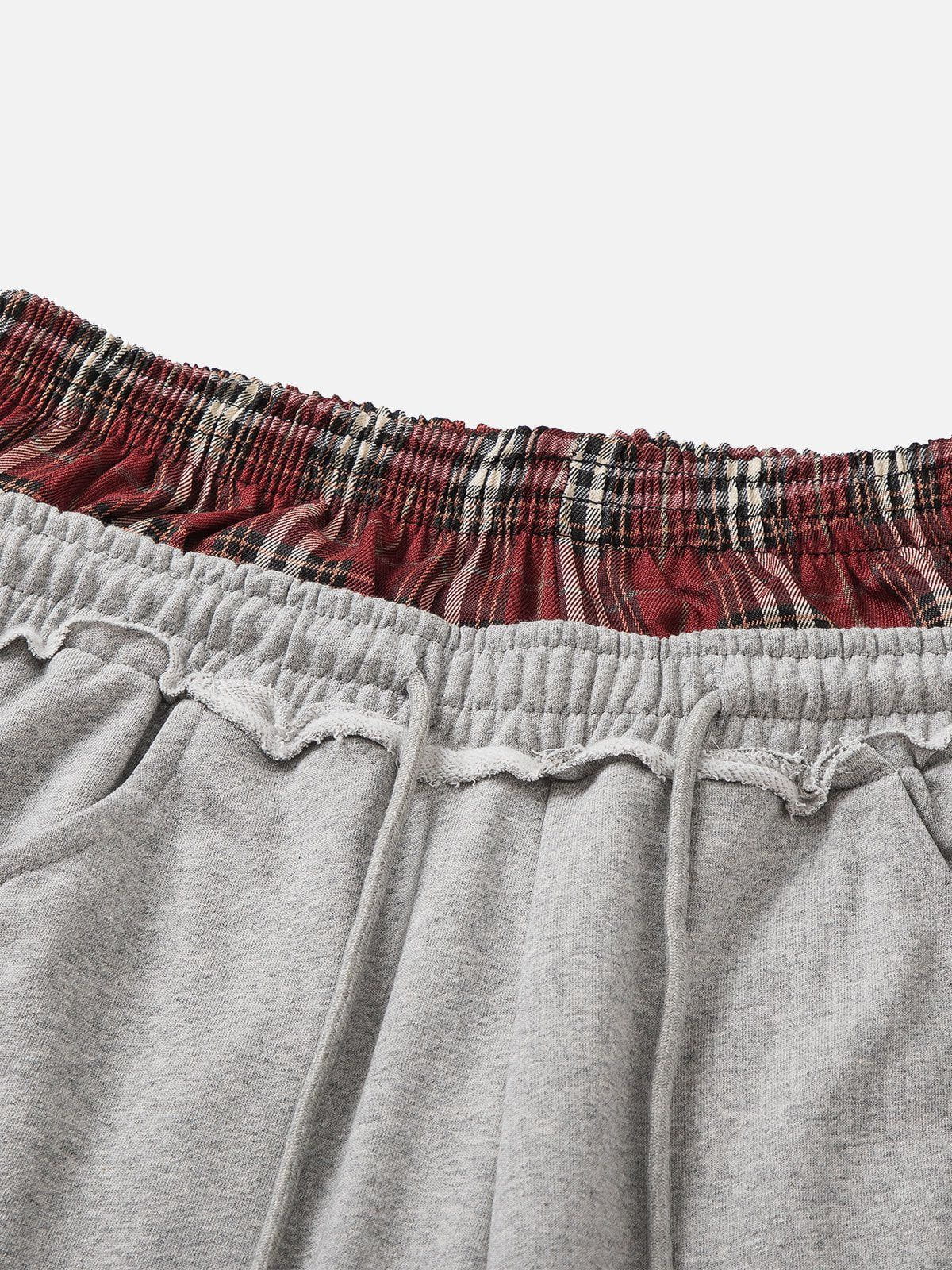 Pantalón ancho relajado con cintura contrastada