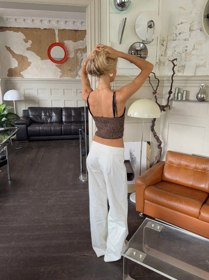 Pantalón recto fluido con cintura ajustable