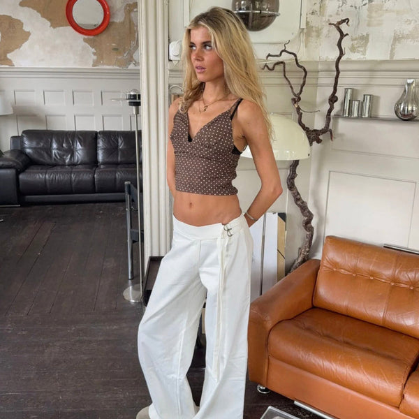 Pantalón recto fluido con cintura ajustable